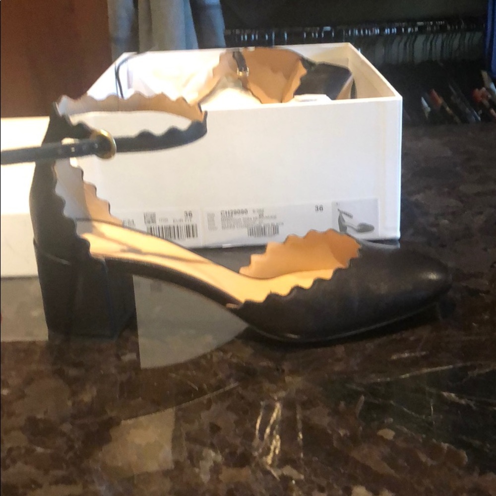 Chloe scalloped heel with ankle strap